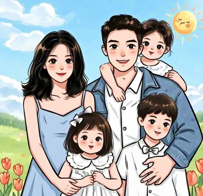 hình ảnh gia đình 5 người cute 35