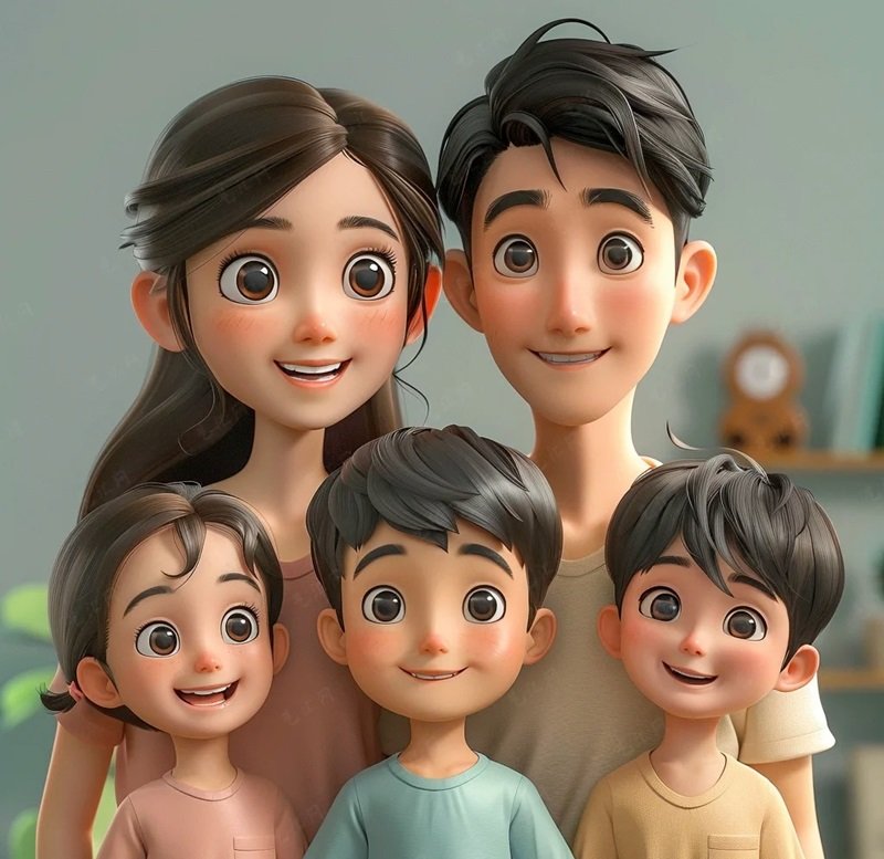 hình ảnh gia đình 5 người cute 37