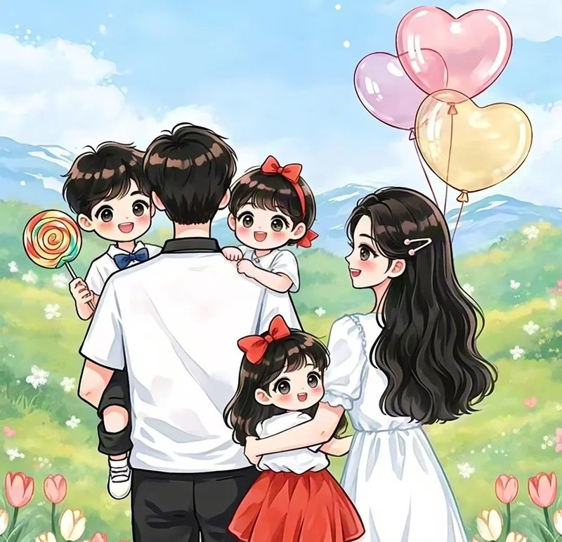 hình ảnh gia đình 5 người cute 5