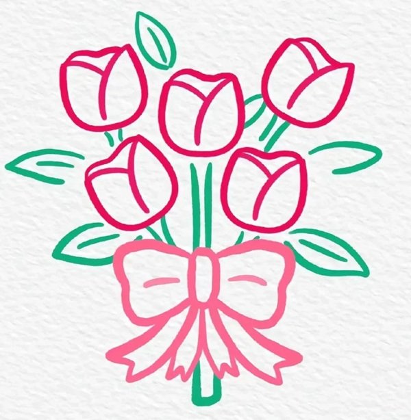 Cách vẽ hoa tulip đơn giản mà đẹp 5