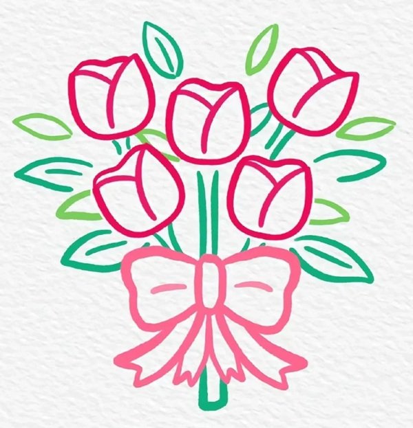 Cách vẽ hoa tulip đơn giản mà đẹp 6
