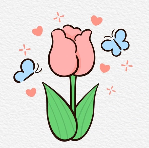 Cách vẽ hoa tulip đơn giản nhất