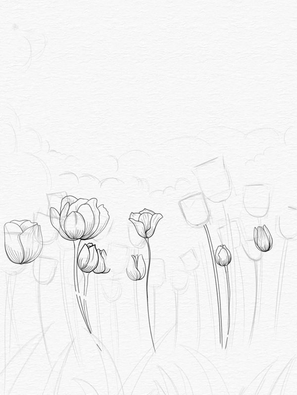 Vẽ hoa tulip cách điệu 2