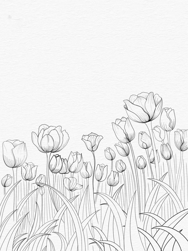Vẽ hoa tulip cách điệu 4