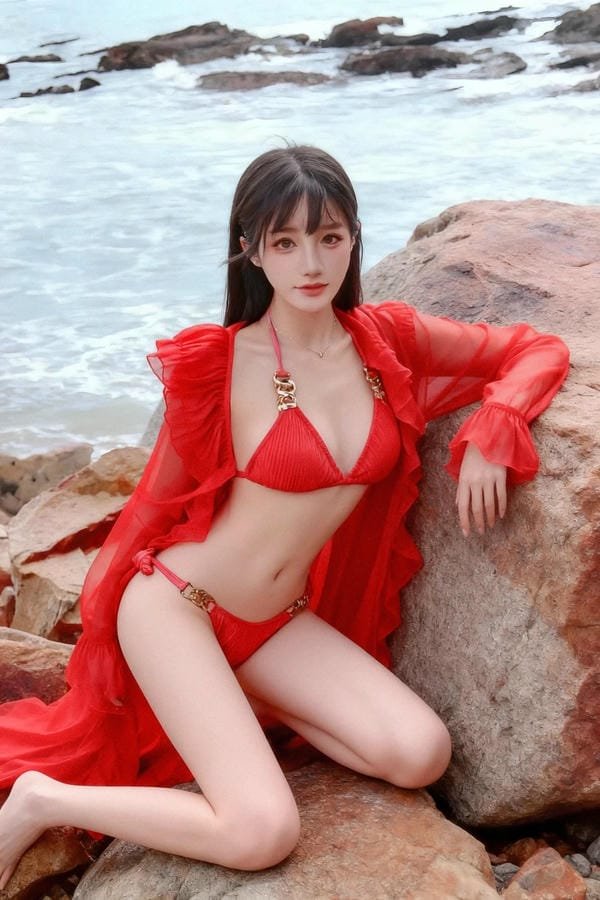 gái mặc bikini đỏ